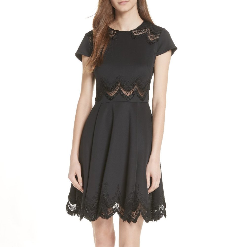 Ted Baker Rehanna Black Lace Skater Dress sz 5 (US 12/14)